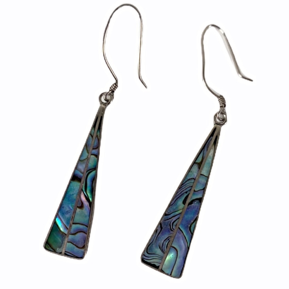 Abalone Dangle Fishhook Earrings - image 1